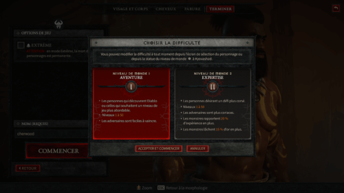 Select Difficulty screenshot of Diablo IV Beta video game interface.