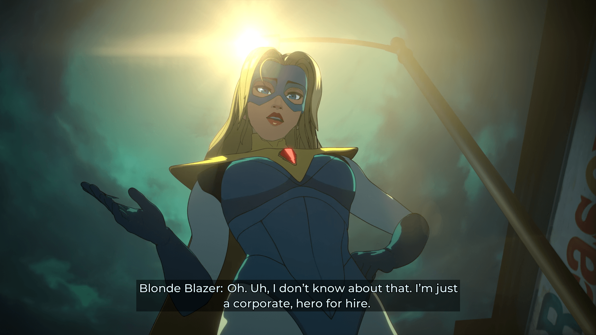 Subtitles screenshot of Dispatch video game interface.