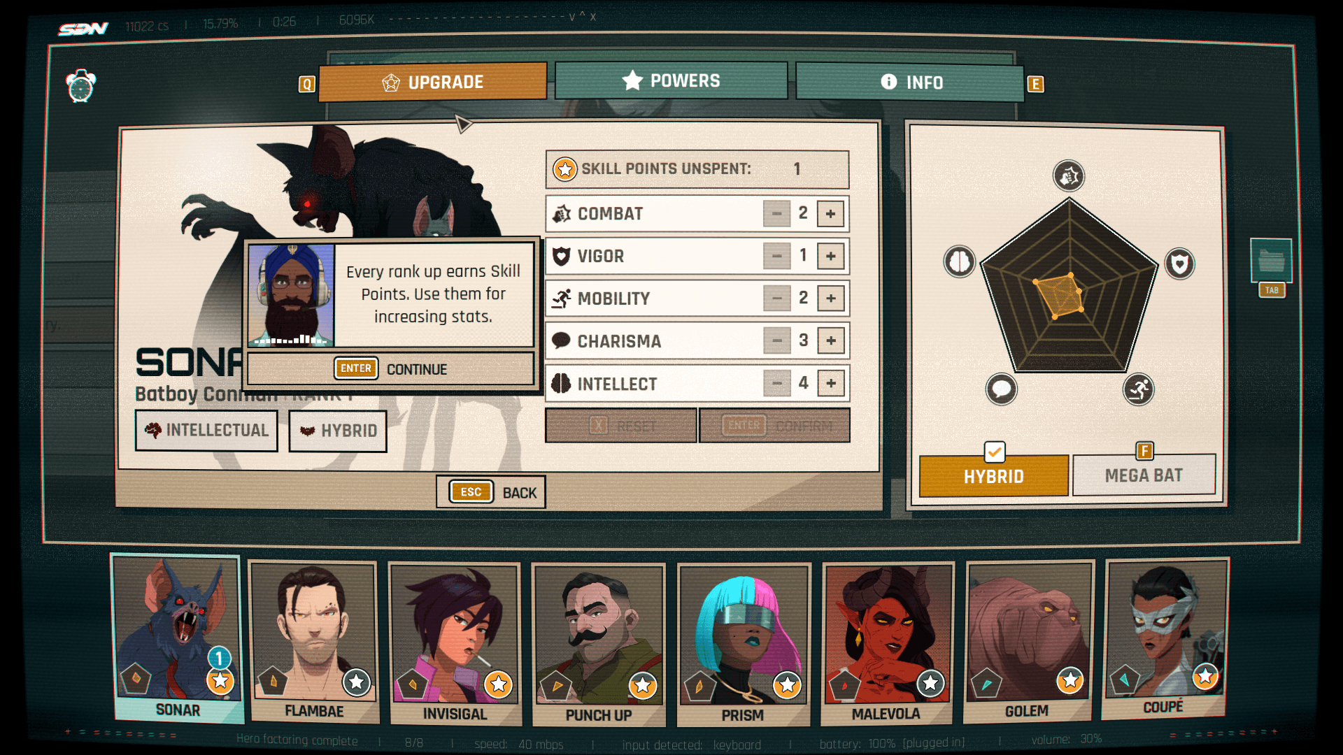 Character screenshot of Dispatch video game interface.