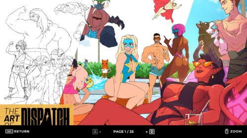 Artwork screenshot of Dispatch video game interface.