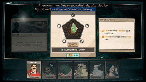 Mission screenshot of Dispatch video game interface.