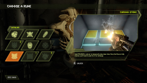 Choose a rune screenshot of Doom Eternal video game interface.