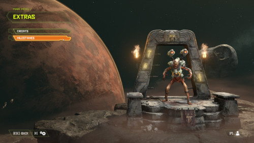 Extras screenshot of Doom Eternal video game interface.