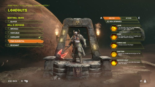 Loadouts screenshot of Doom Eternal video game interface.