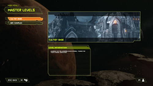 Master levels screenshot of Doom Eternal video game interface.