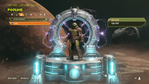 Podiums screenshot of Doom Eternal video game interface.