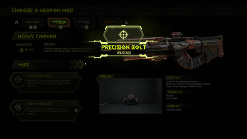 Precision bolt unlocked screenshot of Doom Eternal video game interface.