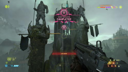 Secret encounter completed screenshot of Doom Eternal video game interface.