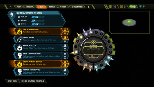 Sentinel crystals screenshot of Doom Eternal video game interface.