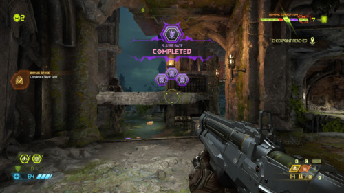 Slayer gate completed screenshot of Doom Eternal video game interface.