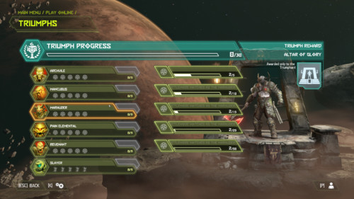 Triumph progress screenshot of Doom Eternal video game interface.