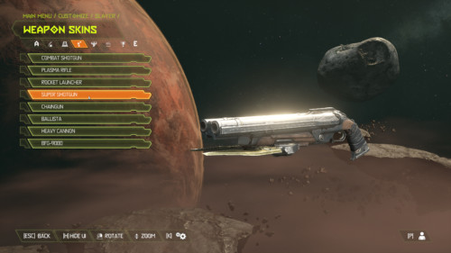 Weapon skins screenshot of Doom Eternal video game interface.