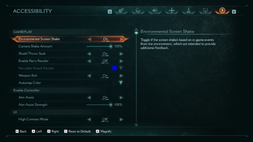 Accessibility screenshot of Doom: The Dark Ages video game interface.