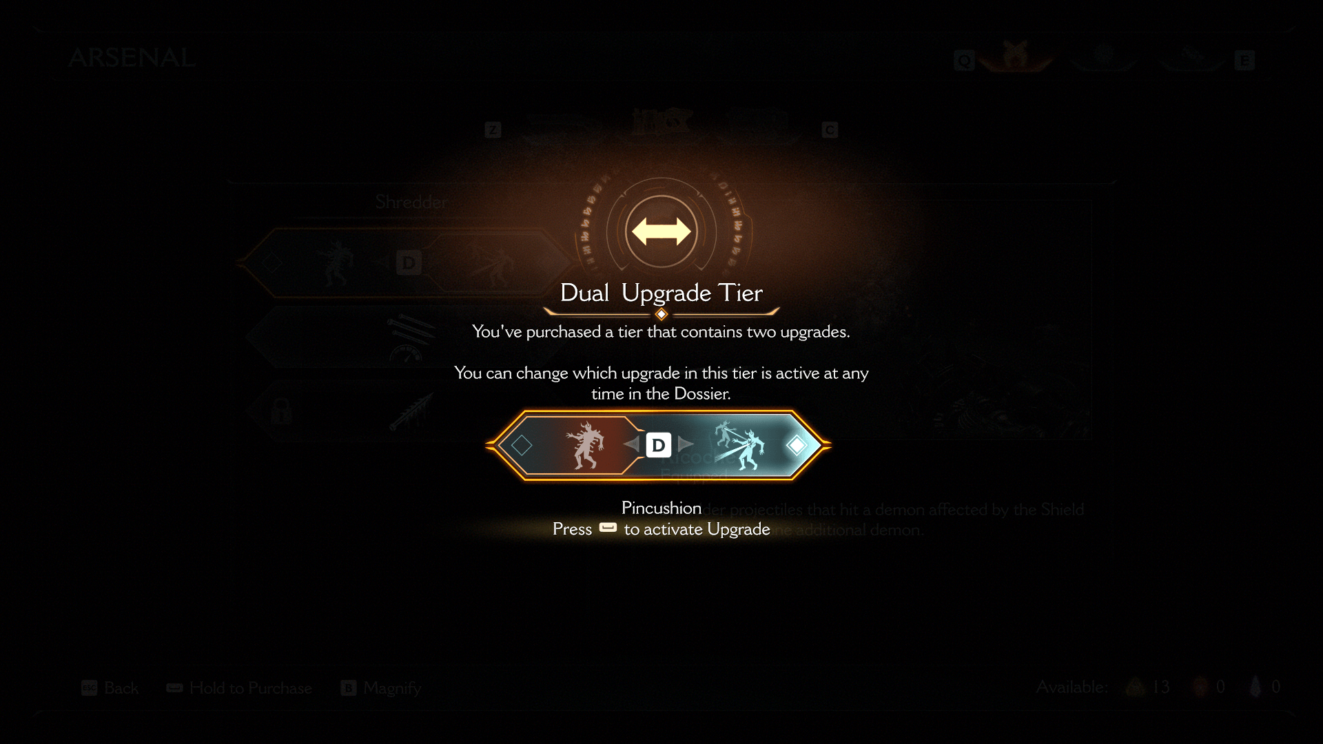 Confirmation screenshot of Doom: The Dark Ages video game interface.