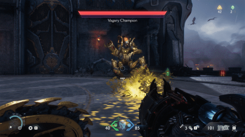HUD screenshot of Doom: The Dark Ages video game interface.