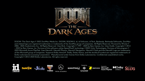 Logo screenshot of Doom: The Dark Ages video game interface.
