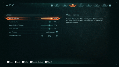 Audio screenshot of Doom: The Dark Ages video game interface.