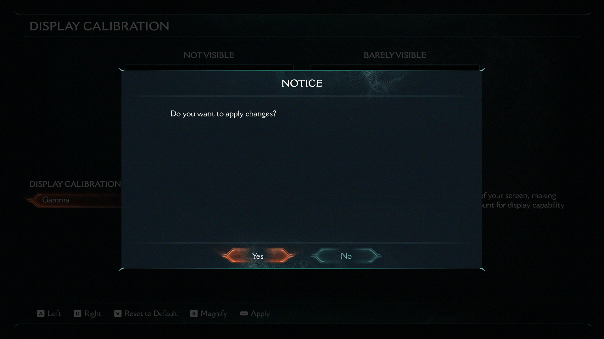 Confirmation screenshot of Doom: The Dark Ages video game interface.