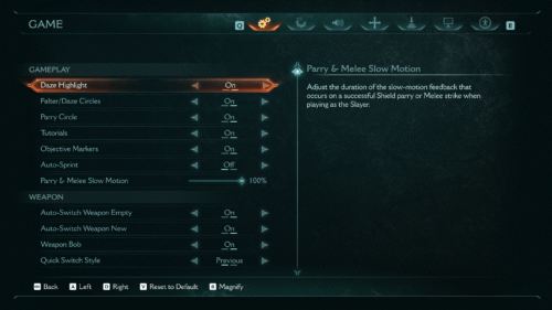 Game screenshot of Doom: The Dark Ages video game interface.