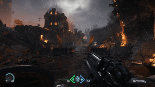 HUD screenshot of Doom: The Dark Ages video game interface.