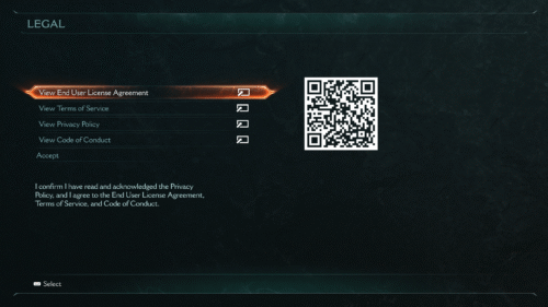 Legal screenshot of Doom: The Dark Ages video game interface.