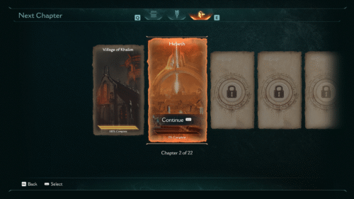 Level Selection screenshot of Doom: The Dark Ages video game interface.