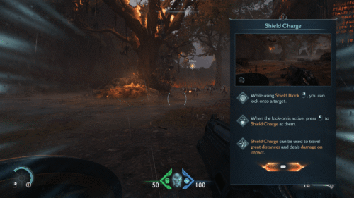 Tutorial screenshot of Doom: The Dark Ages video game interface.