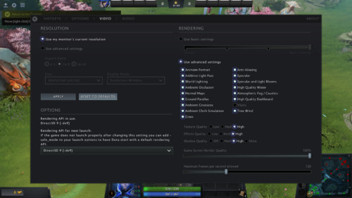 Video screenshot of Dota 2 video game interface.