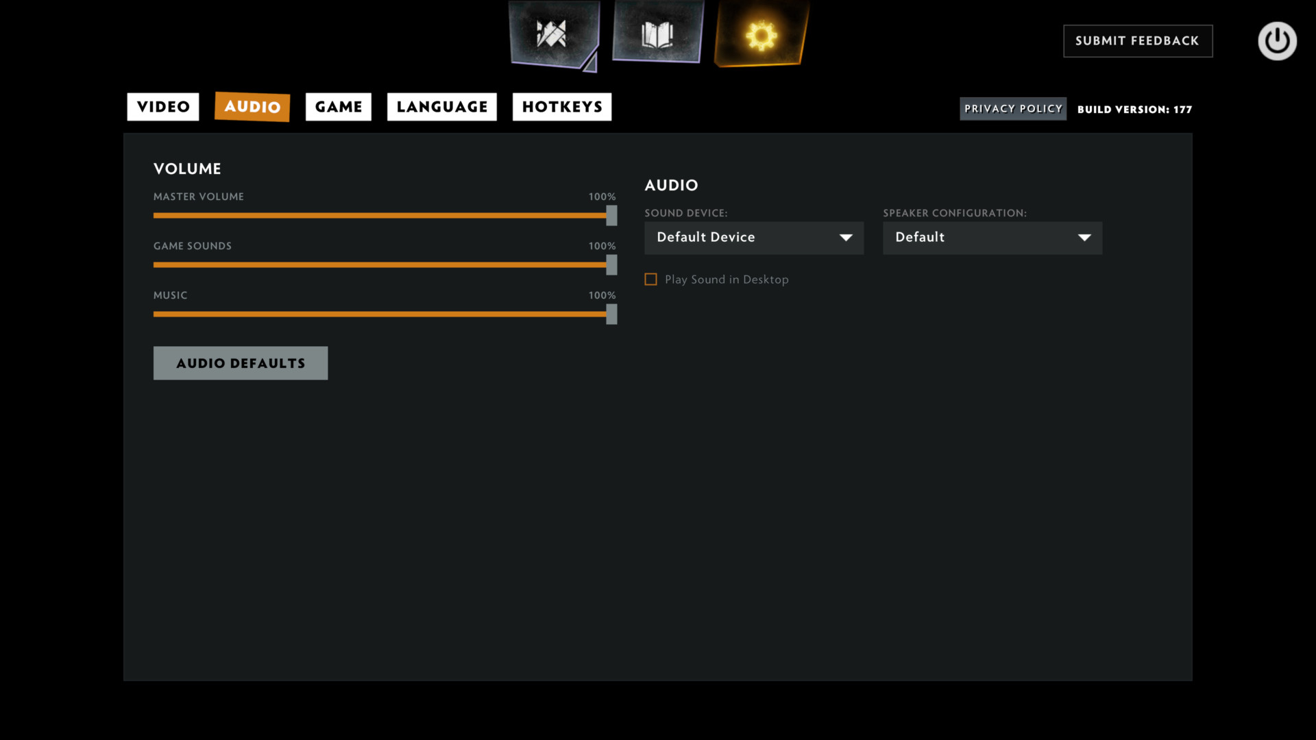 Audio screenshot of Dota Underlords video game interface.