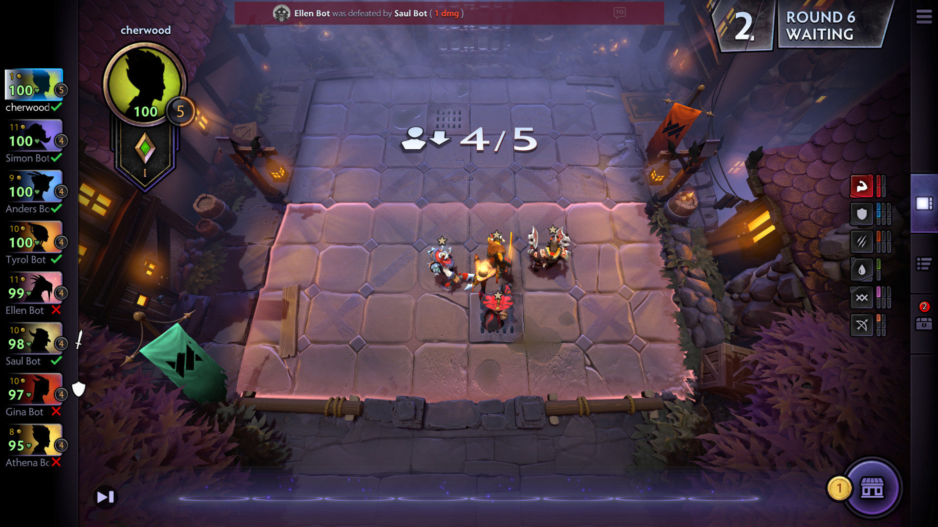 Waiting screenshot of Dota Underlords video game interface.