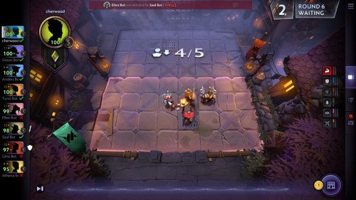 Waiting screenshot of Dota Underlords video game interface.