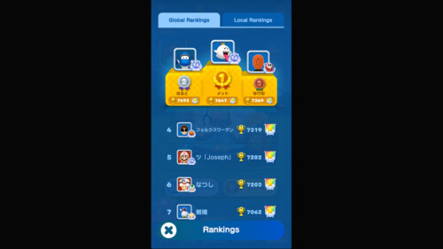 Versus Rankings screenshot of Dr. Mario World video game interface.