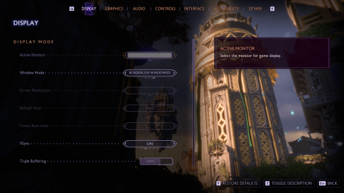 Display screenshot of Dragon Age: The Veilguard video game interface.