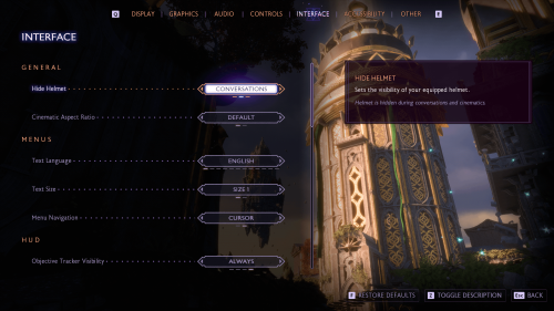 Interface screenshot of Dragon Age: The Veilguard video game interface.
