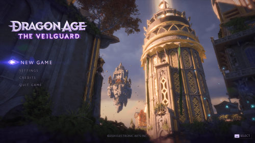 Main Menu screenshot of Dragon Age: The Veilguard video game interface.