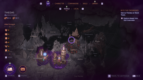 Map screenshot of Dragon Age: The Veilguard video game interface.