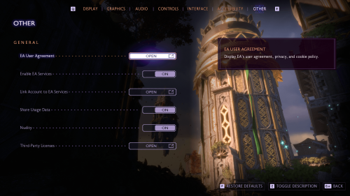 Other screenshot of Dragon Age: The Veilguard video game interface.