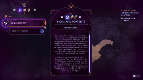Quest screenshot of Dragon Age: The Veilguard video game interface.