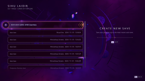 Save Game screenshot of Dragon Age: The Veilguard video game interface.