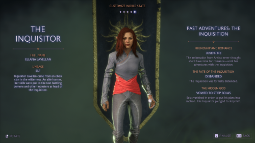 World State screenshot of Dragon Age: The Veilguard video game interface.