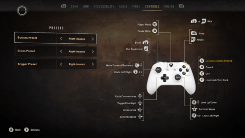 Controller Scheme screenshot of Dying Light 2 video game interface.