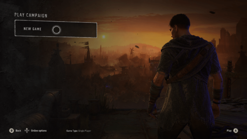 New Game screenshot of Dying Light 2 video game interface.