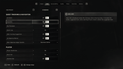 HUD screenshot of Dying Light: The Beast video game interface.