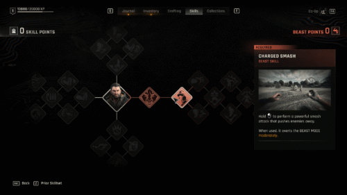 Skill Tree screenshot of Dying Light: The Beast video game interface.