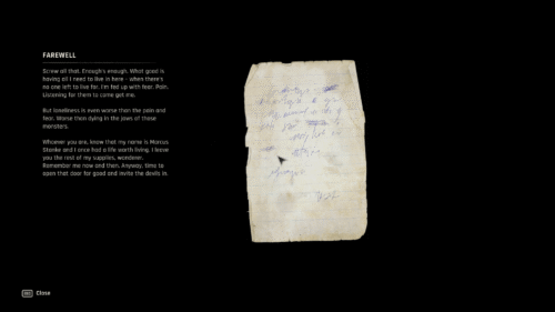 Note screenshot of Dying Light: The Beast video game interface.