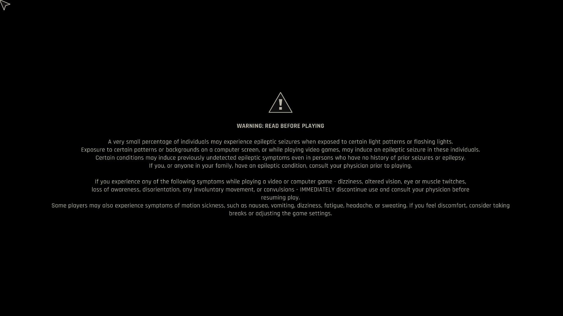 Epilepsy Warning screenshot of Dying Light: The Beast video game interface.