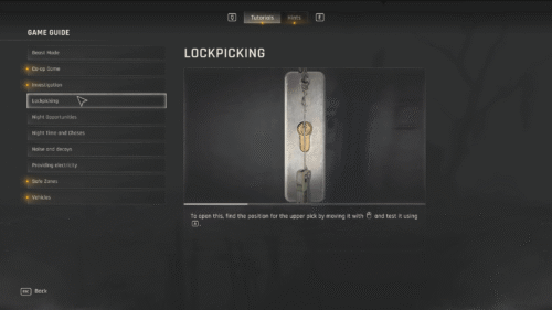 Tutorials screenshot of Dying Light: The Beast video game interface.