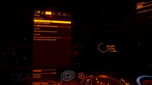 Ship screen - Social screenshot of Elite: Dangerous video game interface.