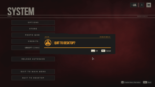 Confirmation screenshot of Far Cry 6 video game interface.