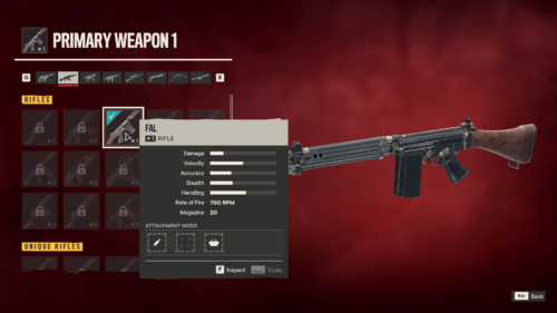 Inventory screenshot of Far Cry 6 video game interface.